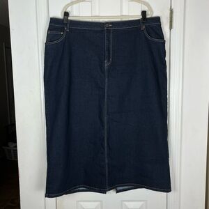 Jessica London Dark Wash Stretch Denim Midi-Maxi Skirt